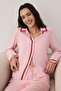 Pembe Şerit Detaylı Viskon Dokuma Pijama Takımı THMAW26PT00144 - 2