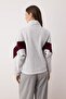 Gri Melanj Bordo Renk Bloklu Fermuarlı Dik Yaka Oversize Bomber Örme Hırka/Sweatshirt TWOAW26SW00037 - 10