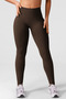 LUNA Ruched Seamless Shaping Stitch-Free Push-Up Sports Leggings - Brown - 2