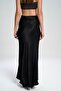 Muirnas Strap Detail Black Long Satin Skirt - 5