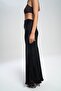 Muirnas Strap Detail Black Long Satin Skirt - 4