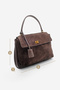 Women's Genuine Leather Lock Detail Charms Hand and Shoulder Bag Rinyas Brown Suede - 7