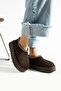 Brown Suede Wool-Lined Thick-Soled Ankle Boot Shoes - 6