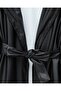 Balloon Sleeve Belted Leather Jacket -Black - 5
