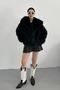Women's Fur Coat Stylish Wide Collar Lined Snap Button Premium Fur Coat - 8