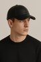 Men's Black Genuine Leather Adjustable Hat from Behind - 3