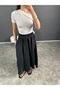 Women's Black Ten.Sel Skirt with Elastic Waist - 4