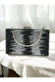 Special Design Double Color Black Silver Metal Handle Crystal Stone Evening Dress Bag Kına - 6