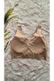 Women's Wide Strap Openable Button Patterned Padded Unwired Unpadded Ribbed Striped Ghost Bra - 7