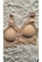 Women's Wide Strap Openable Button Patterned Padded Unwired Unpadded Ribbed Striped Ghost Bra - 5