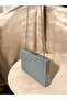 Silver Gray Lame Janjan Color Crystal Stone Metal Handle Evening Dress Bag Henna - 5