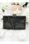 Black Platinum Color Crystal Stone Evening Dress Bag Kına - 2