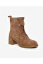 Women's Tan Suede Genuine Leather Heeled Boots 5K2Wb59127 - 2