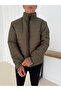 Men's Khaki Quilted Lined Double Pocket Puffer Jacket - 4