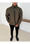 Men's Khaki Quilted Lined Double Pocket Puffer Jacket - 3
