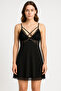 Black Lace Detailed Micro Combed Cotton Dressing Gown & Nightgown Set – Premium Home Chic Special Boxed - 4