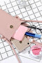 Powder Snap Closure Crossbody Phone Shoulder Bag with Gold Accessories - 2