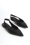 Women's Lcy Ballet Flats – Black Leather, Pointed Toe, Elastic and Comfortable Stylish Design - 2