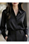 Satin Fabric Shirt - Black - 3