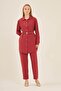 Women's Belted Double Suit Burgundy 31035 - 5
