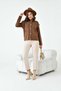 Women's Sleeve Detailed Cardigan Brown 20807 - 5