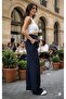Dark Blue Scuba Creepers with Front Folding, Belly with Snap Closure, Pala Palazzo Pants (Launch Price for a Limited Time) - 2