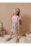 Flower Pattern Skirted Girl's Bottom Top Suit 2535P - 7