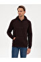 Dark Brown 2 Thread Regular Fit K Hooded Basic Sweatshirt 50314055-Vr084
