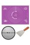 Purple Dough Rolling Mat 45 X 65 Cm, 32 cm Pizza Tray and Wooden Long Handle Dough and Pizza Cutter