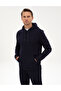 Navy Blue 2 Thread Regular Fit K Hooded Basic Sweatshirt 50314055-Vr033 - 3