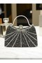 Platinum Color Stone Silver Detailed Chain Strap Women's Evening Dress Graduation Henna Engagement Prom Bag - 3