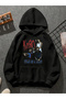 سويت شيرت أسود بقلنسوة مطبوعة من korn v1