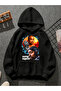 سويت شيرت أسود بقلنسوة مطبوعة من tupac v16