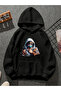 سويت شيرت أسود بقلنسوة مطبوعة من ANIMESCHOOL