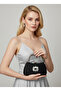 Special Design Black Color Satin Silver Crystal Stone Women's Evening Dress Bag with Handle