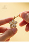 Shiny Zircon Stone Gold Color Plated Flower Figured Steel Women's Necklace