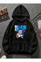 Luka V1 Printed Hooded Black Sweatshirt