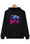 Beat Printed Hooded Black Sweatshirt