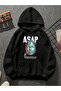 سويت شيرت أسود بقلنسوة مطبوعة من asap v1