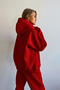 Red Unisex Soft Fabric Oversize Fit Fleece Lined Hooded Sweatshirt Hoodie - 5