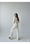 Cream V-Neck Sweater Pants Bottom-Top Set - 4