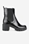 Women's Black Patent Leather Genuine Natural Leather Size 36-41 Thick Heel Chelsea Boots & Booties - 6