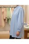 Women's Hijab Blue Poplin Shirt Tunic with Buttons on the Sleeves - 2