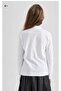 Girl's Polo Neck Long Sleeve T-shirt White - 2