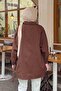 Sleeve Detailed Shirt Oversize Shirt Bitter Brown - 4