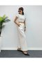 Women's White Pleated Belt Elastic Fabric Palazzo Pants - 6