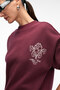 Audra Women's Oversize Round Neck Embroidery Detailed Burgundy Sweatshirt - 3