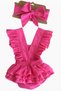 Baby Girl Pink Cotton Salopet Bandana Newborn Set - 7