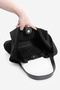 Women's Genuine Leather Shopper Bag with Inner Bag, Button Closure Shoulder Bag, Filun Black Suede - 6