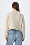 6854 Women's High Neck Whole Crop Knit Sweater Natural - 6